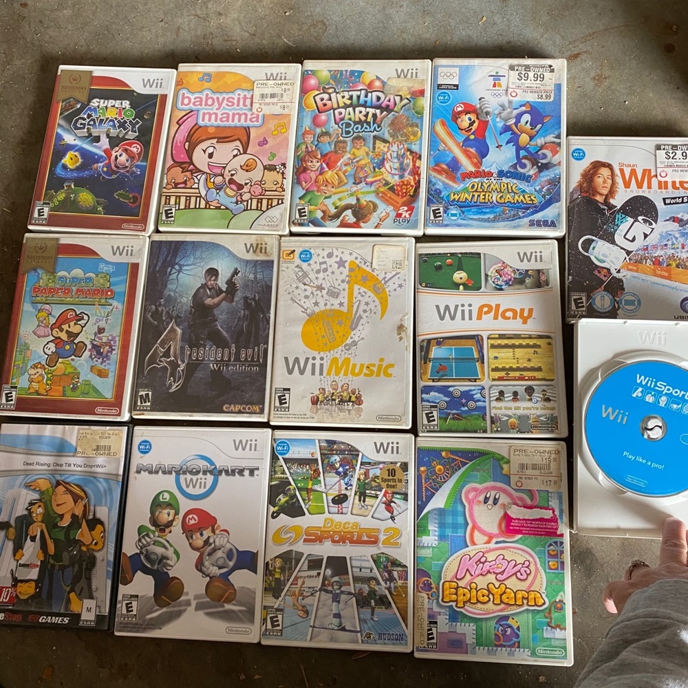 Wii with controllers and games